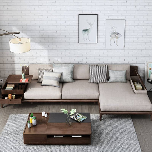 Beech wood corner sofa