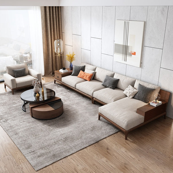 Beech wood corner sofa