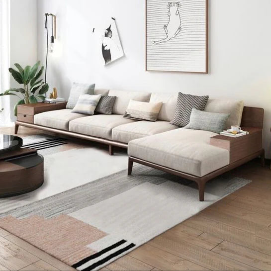 Beech wood corner sofa