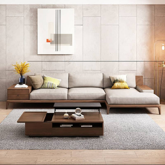 Beech wood corner sofa