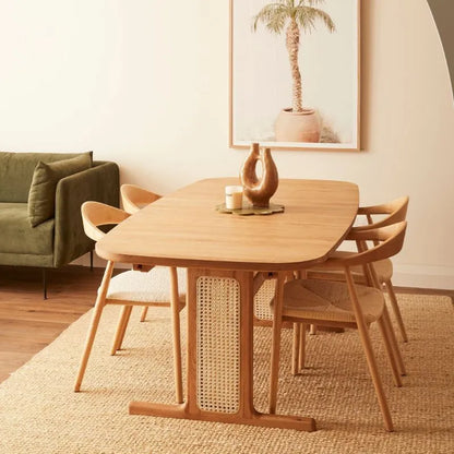 Wooden and Rattan dining Set