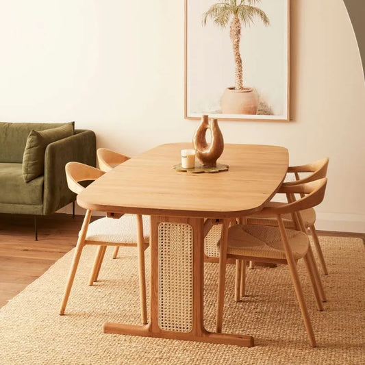 Wooden and Rattan dining Set