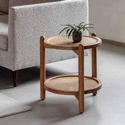 Rattan Round Coffee & Side Table Set - 2P