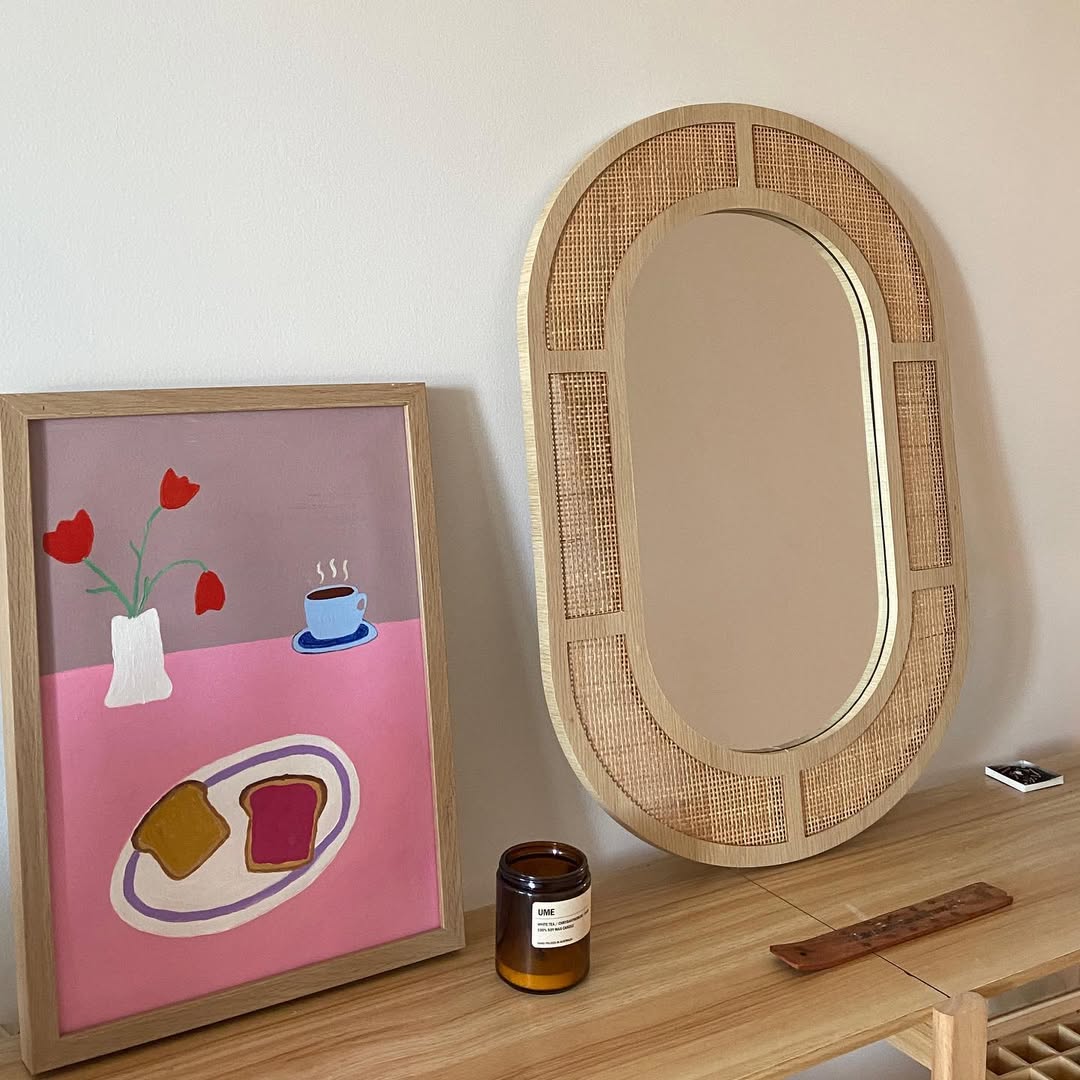 anko Rattan oval mirror