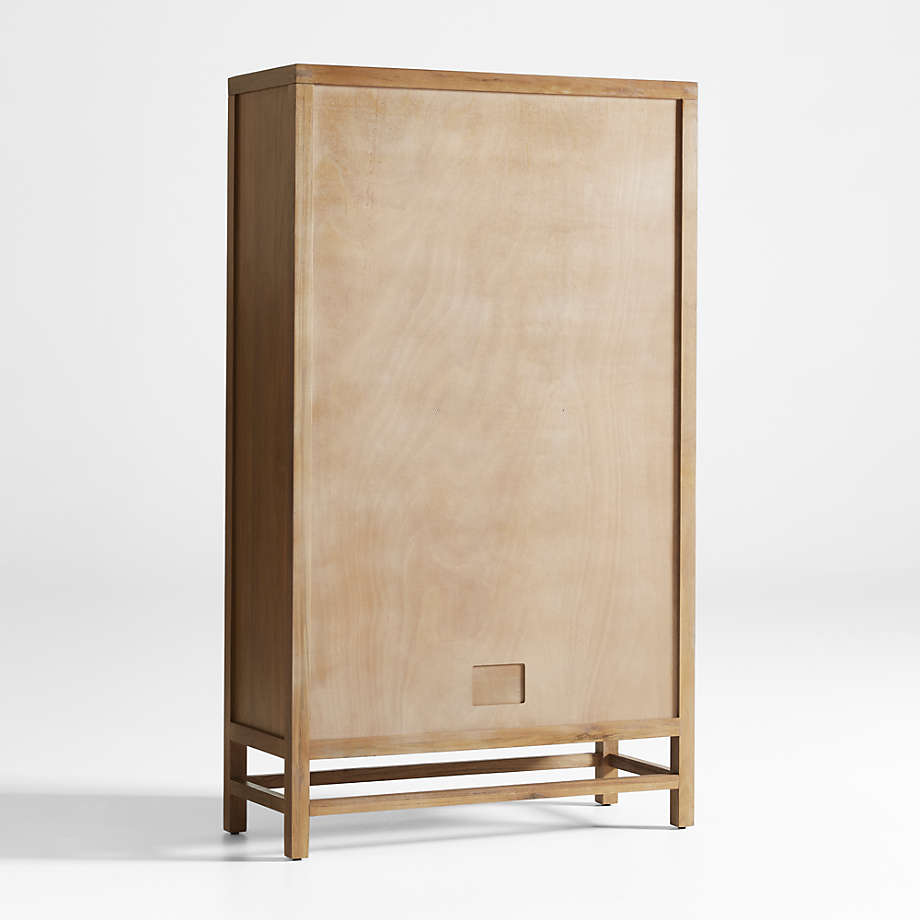 Teak and Rattan 2-Door Storage Cabinet