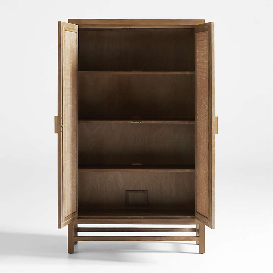 Teak and Rattan 2-Door Storage Cabinet