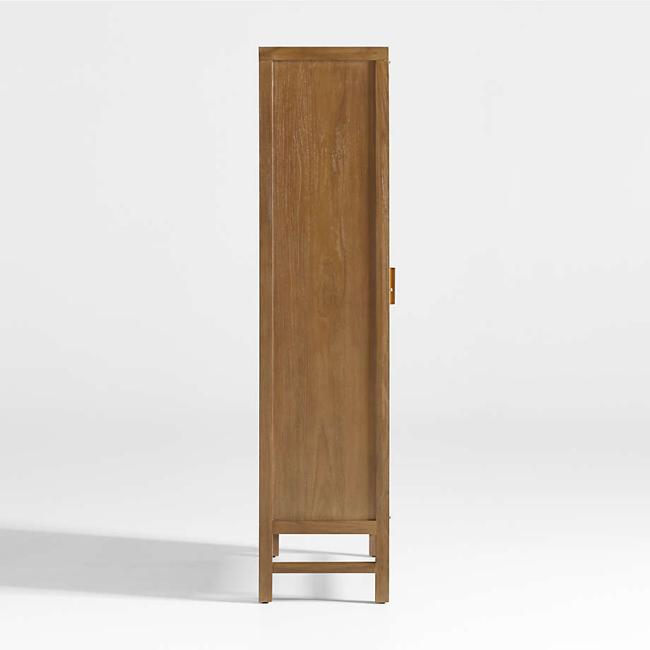 Teak and Rattan 2-Door Storage Cabinet