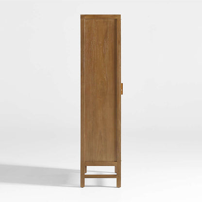 Teak and Rattan 2-Door Storage Cabinet