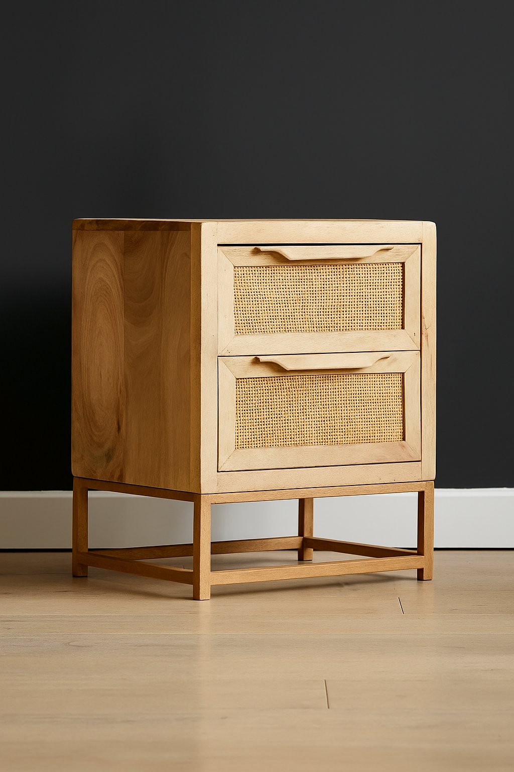 Rattan nightstand with two drawers