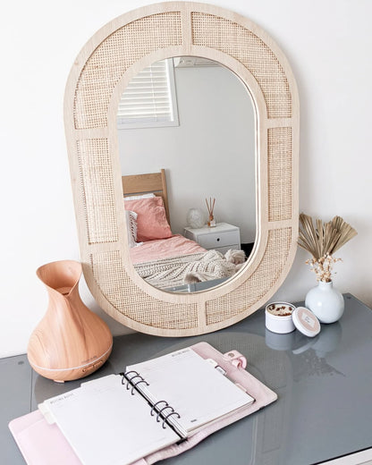 anko Rattan oval mirror