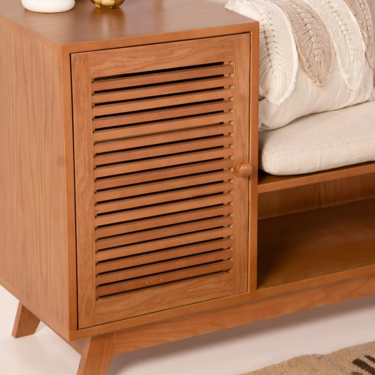 Slatted Shoe Storage Bench