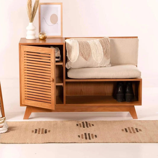 Slatted Shoe Storage Bench