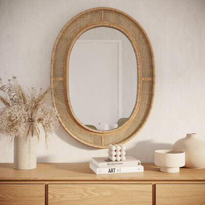 anko Rattan oval mirror