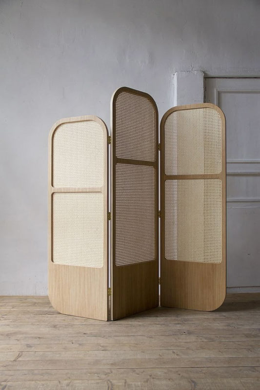 Room Partition Rattan Privacy Screen with Folding Panels